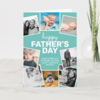 8 Photo Collage Teal Happy Father's Day