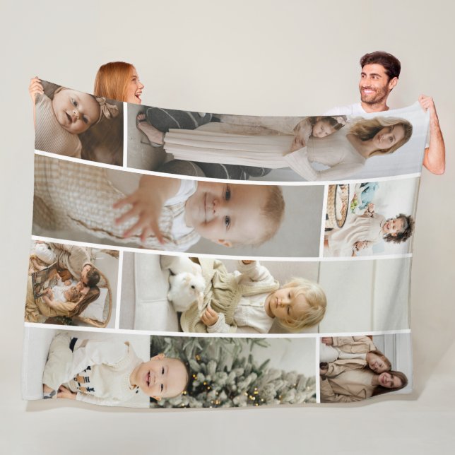8 Photo collage template personalized Fleece Blanket (In Situ)