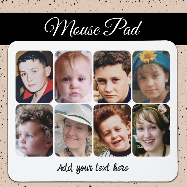 8 photo collage white black mouse pad (Creator Uploaded)