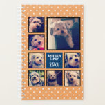 8 Photo Collage with cute polka dots - navy orange Planner<br><div class="desc">Use your favourite photo or pictures to make a fun keepsake to share with friends. Crop your photos into squares before uploading.</div>