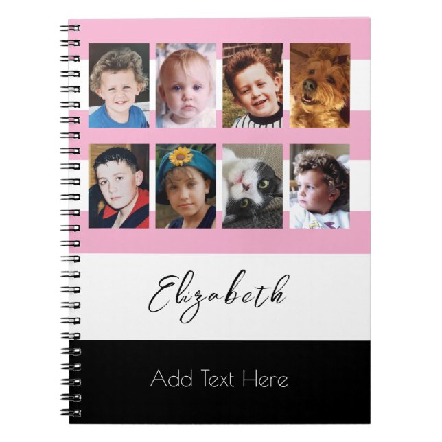 8 photo custom name pink notebook (Front)