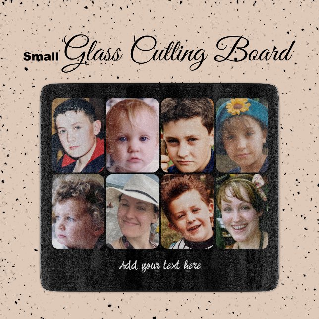 8 photo custom text black cutting board (Creator Uploaded)