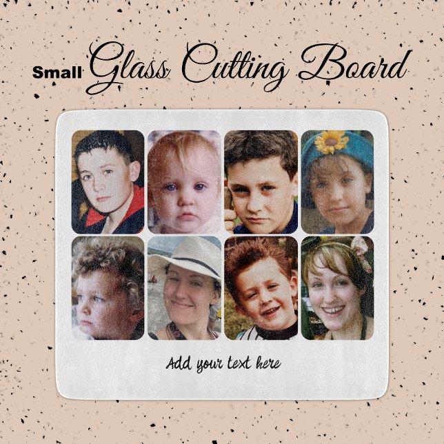 8 photo custom text white cutting board (Creator Uploaded)