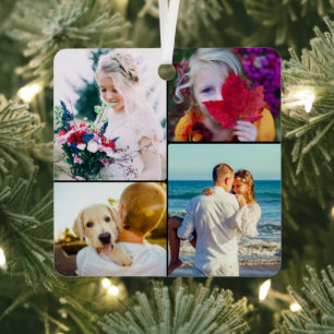 8 Photo Double Sided Metal Rounded Ornament