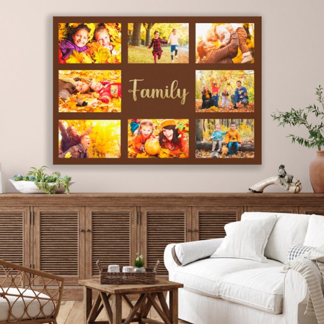 8 Photo Fall Autumn Brown Gold Family Canvas Print (Creator Uploaded)