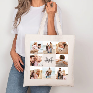 8 Photo Family Photo Collage Canvas Tote