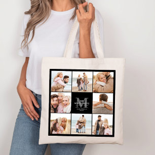 8 Photo Family Photo Collage Canvas Tote