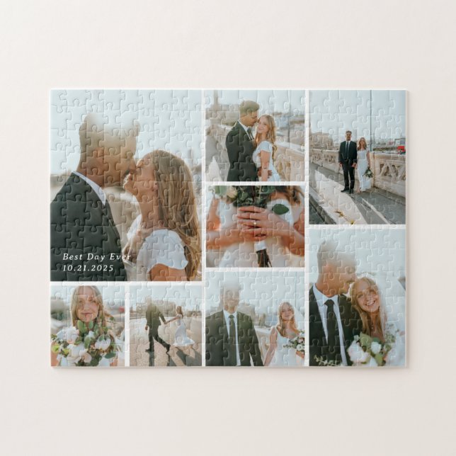 8-Photo Gallery Custom Caption Personalized Puzzle (Horizontal)
