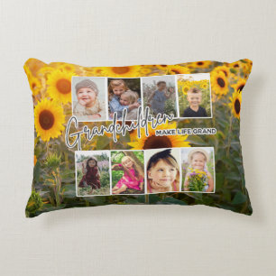 8 Photo "Grandchildren Make Life Grand" Accent Pillow
