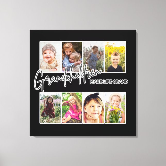 8 Photo "Grandchildren Make Life Grand" Canvas Print (Front)