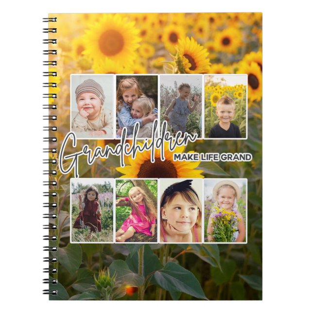 8 Photo "Grandchildren Make Life Grand" Notebook (Front)