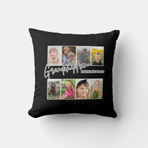8 Photo "Grandchildren Make Life Grand" Throw Pillow