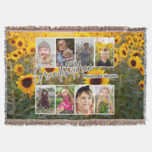 8 Photo "Grandparents Make Life Grand" Throw Blanket