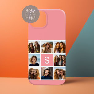 8 Photo Instagram Collage Custom Monogram iPhone 15 Case