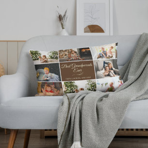 8 Photo Memories Brown Best Grandparents Ever Lumbar Pillow
