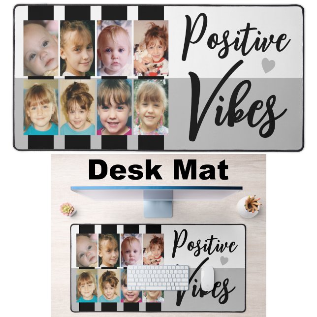 8 photo positive vibes stripes black grey desk mat (Creator Uploaded)
