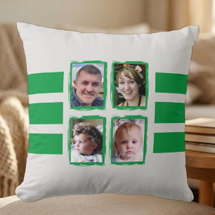 8 photo stripes green double sided throw pillow