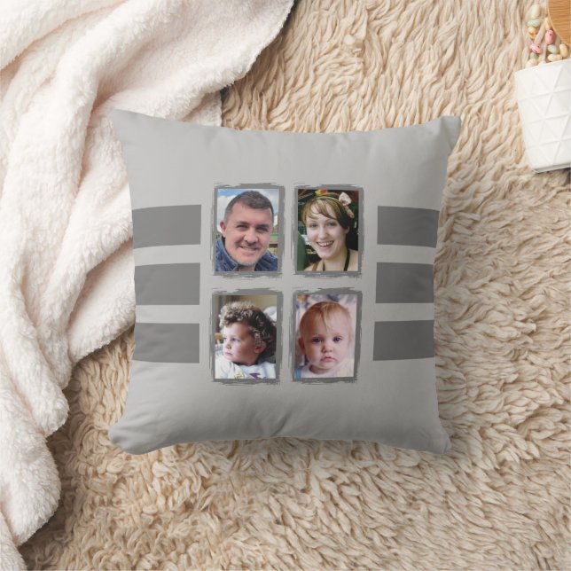 8 photo stripes grey double sided throw pillow (Blanket)