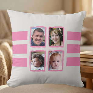 8 photo stripes pink double sided throw pillow