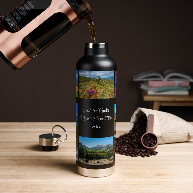 8 Photo Template Personalize Text Vacuum Sealed  Water Bottle (Coffee)