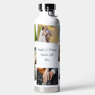 8 Photo Wedding Template Personalize Text Hot Cold Water Bottle