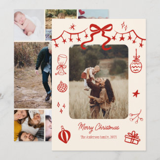 8 photos Christmas greetings doodles Holiday Card