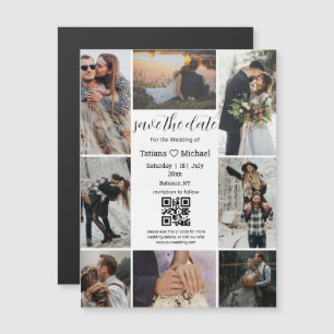 8 photos collage qr code save the date magnet 