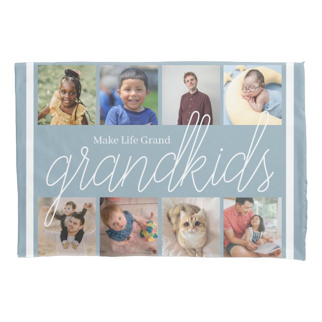 8 Photos grandparents Pillowcase (Front-Left)