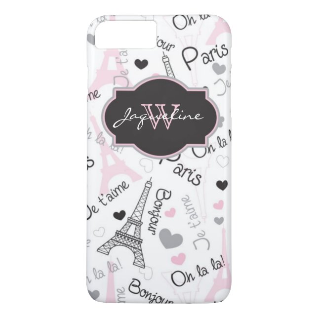 8 Plus/7 Plus Coque iPhone 7 | Paris | Tour Eiffel | Coeurs (Dos)