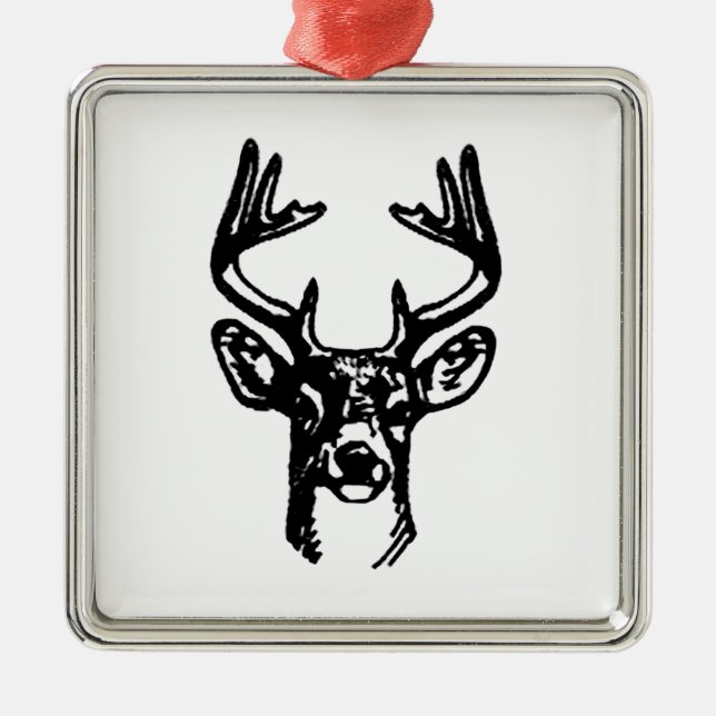 8 Point Buck White Tail Deer Metal Ornament (Front)
