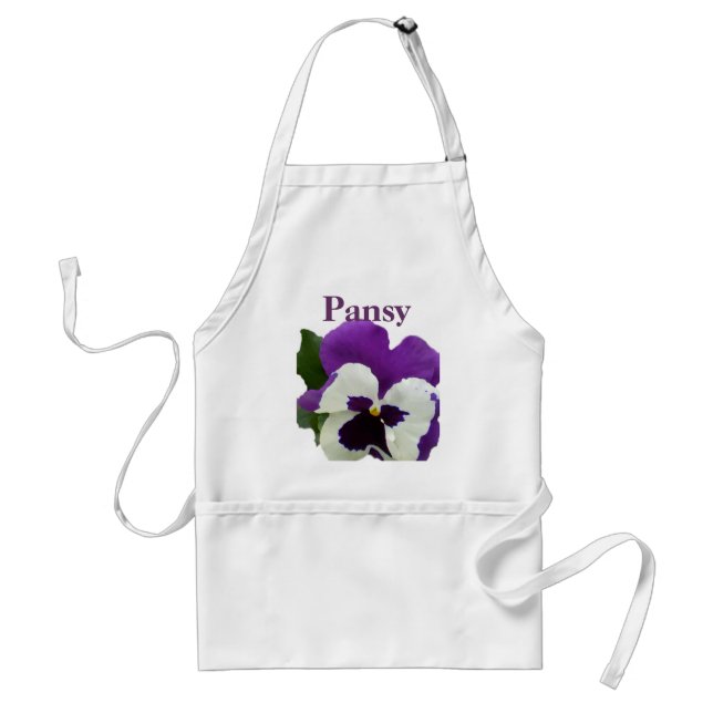 8 Purple White Pansy Standard Apron (Front)