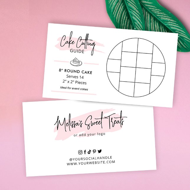8" Round Cake Cutting Guide 2x2 Event Portions Enclosure Card (8 inch round party cake cutting guide for 2x2 serving size)