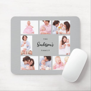 8 Sections Family Photo in Gray Frame Mouse Pad