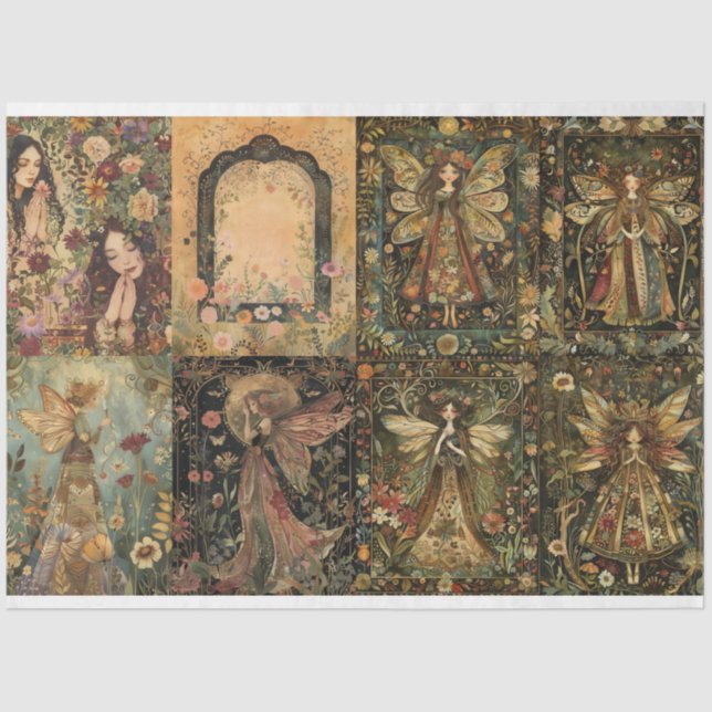 8 Sm Fairy Design Decoupage Journal Tissue Paper (Front)