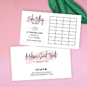 8" Square Wedding Cake Cutting Guide 2x1" Servings Enclosure Card