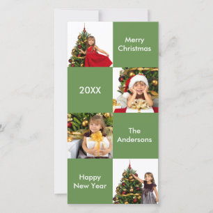 8 Squares Green - Christmas Photo Card