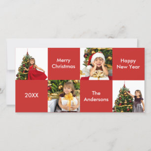 8 Squares Red - Christmas Photo Card