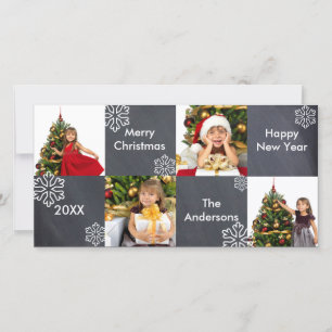 8 Squares Snow Chalkboard - Christmas Photo Card