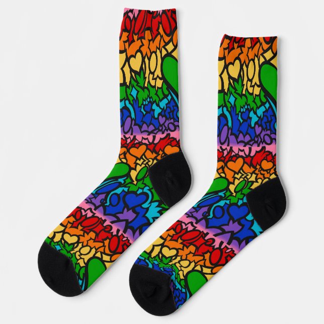 8-Sripe Rainbow Pride Squiggle Socks (Left)