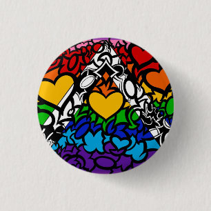 8-Sripe Rainbow Queer Ally Pride Squiggle 1 Inch Round Button