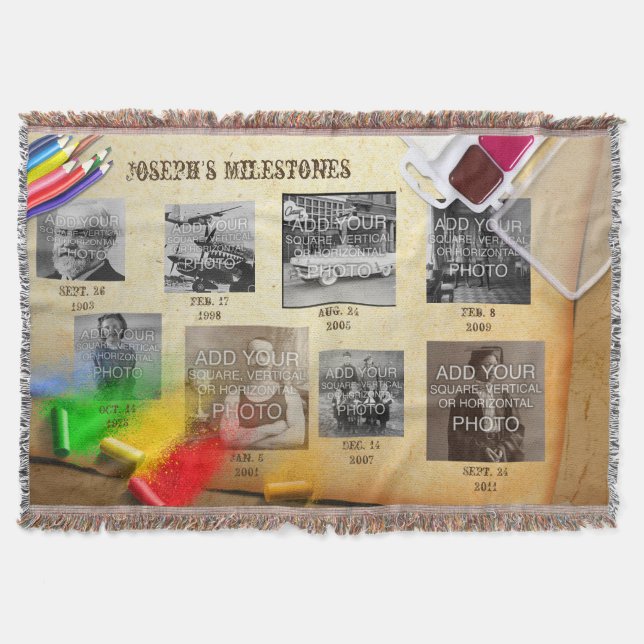 8-Step Turning Points Milestone Throw Timeline Blanket (Front)