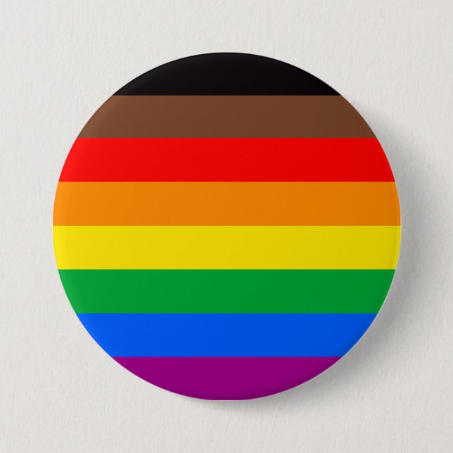 8-Striped LGBT Pride Flag 3 Inch Round Button (Front)