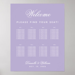 8 Table Lavender Purple Wedding Seating Chart 