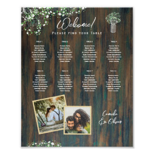 8 Table Rustic Wood Gypsophila PHOTO SEATING