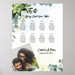 8 Table Wedding Seating Chart Greenery PHOTO