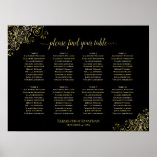 8 Tableau Mariage Plafonds en or sur noir