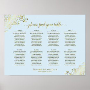 8 Tableau Mariage Planche de siège Poudre Bleu et