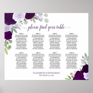 8 Tableau Roses violets Élégant tableau de mariage