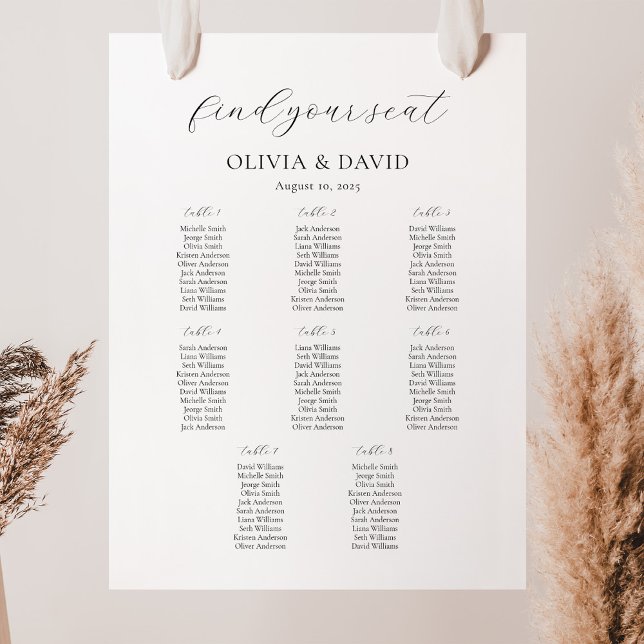 8 Tables Simple Our Favourite People Seating Chart (Creator Uploaded)