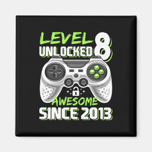 8 Unlocked Awesome 2013 Video Game 8th Birthday Gi Magnet